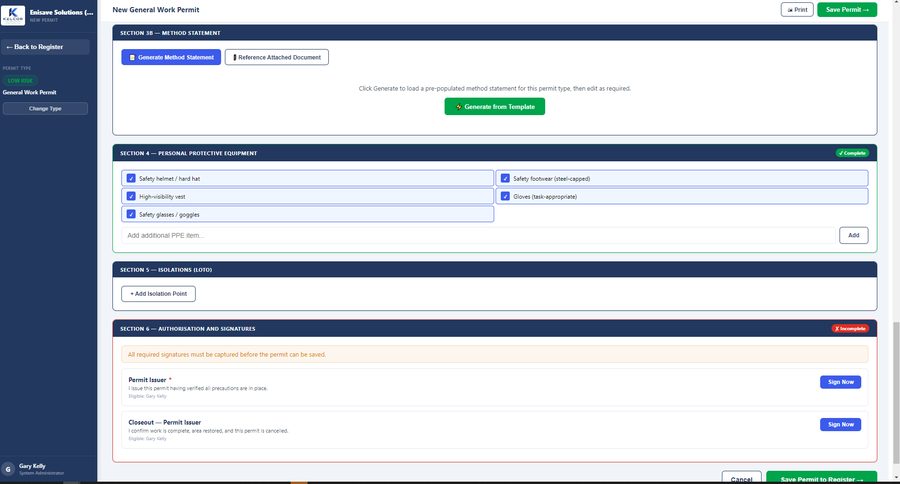 PTW digital signatures and PPE
